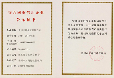 守合同重信用企業(yè)公示證書